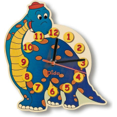 Dida - Wanduhr Dinosaurier, Analoge Uhr Zum Aufhängen Für Das Kinderzimmer, Der Lustige Dinosaurier Ist Ein Ideales Kleines Geschenk, Optimal Auch Im Kindergarten