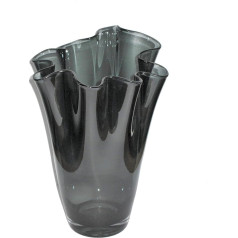 SIGNATURE HOME COLLECTION Glass Vase Mouth Blown Decorative Flower Vase, стекло, Smoke Grey, 21 x 21 x 30 см