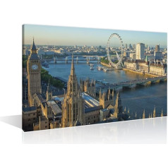 TISHIRON 1 gab Londona Anglija Skyline Wall Art Thames River Pictures for Bedroom Canvas Print Poster Painting London Big Ben Wall Decoration for Living Room Framed Ready to Hang (30.5 cm W