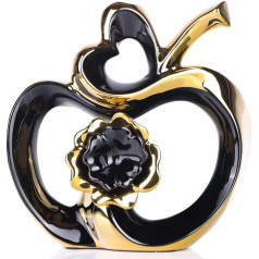 Home Decor Apple Abstract Art Black Gold Ceramic Love Heart Statue Sculpture Modern Decor Accents Table Centrepieces for Room Living Room Entrance Office Coffee Table Kitchen Bathroom Dining Table