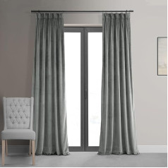 HPD Half Price Drapes 120 Collu Drop Velvet Blackout aizkari 1 Panel Blackout aizkari Raksturīgi plisēti dzīvojamai istabai un guļamistabai 25x120L Silver Grey