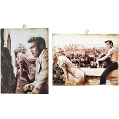 KUSTOM ART komplekts no 2 Vintage stila attēlu sērija Slavens aktieris Marilyn Monroe James Dean Elvis Presley Drukāt uz koka 18x25 un 25x18cm Restorāns Pizza Bar Viesnīca