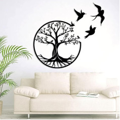 Pduoduo 50 cm Tree Life Metal Wall Art, Tree Life Metal Wall Sign, koks un putni, dekorēšana iekštelpām un ārpus telpām, dārzs (19,7 collas)