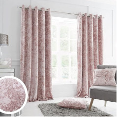 Catherine Lansfield Crushed Velvet aizkari ar cilpiņām, Poliesters, Blush, cilpu aizkari 90 x 90 collas