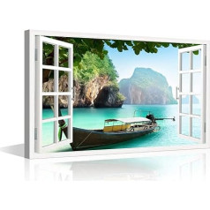 TISHIRON Phuket Taizeme Canvas Wall Art 3D Window View Pictures Prints for Living Room Bedroom Decoration Artwork Office Home Decor Framed Kitchen 16 