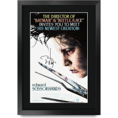 HWC Trading Edward Scissorhands A3 Framed Signed Printed Autographs Picture Print Photo Display Gift For Johnny Depp Movie Plakātu faniem