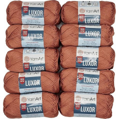 Yarnart Luxor 10 x 50 g 100% merserizēta Gizas kokvilna, 500 g vilnas no 100% attīrītas kokvilnas, vienkārtas vilnas adījums (brūna 1225)