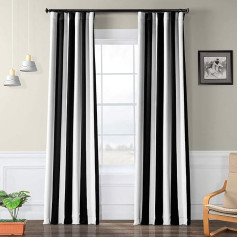 HPD Half Price Drapes BOCH-KC43-108 Aizkaru aizkars ar svītrām, 1 panelis, 50 x 108 cm, tonēts melns un miglaini balts