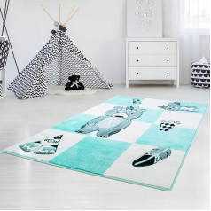 paklāju pilsēta Bueno Bērnu paklājs Indijas lācis Teepee Mint Turquoise ar kontūru griezumu spīdīga dzija bērnu istabai Izmērs: 140 x 200 cm