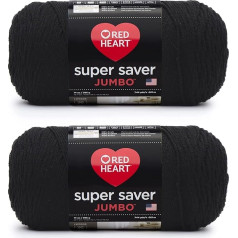 Red Heart Super Saver Jumbo dzija 2 iepakojumā - melna (2 gabali)