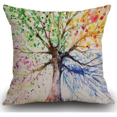 Smooffly Tree Cushion Cover Āra mēbeles Dekoratīvie lina kvadrātveida divpusējs drukāts mājas birojs dīvāns dīvāns auto dārzs 45x45cm