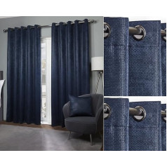 Emma Barclay Ambiance Eyelet aizkari 66 x 90 collu 100 % poliestera tumši zils Navy Blue