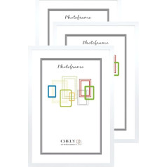 CHELY INTERMARKET Koka rāmis A3 MOD-296, 3 vienību komplekts (balts), izgatavots no koka, rāmja platums 1,5 cm, ar elegantu apdari Rāmis grādiem un sertifikātiem