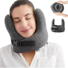 Jamdok Travel Pillow Memory Foam Mašīnā mazgājams kakla spilvens ceļojumu sasprindzinājumam Regulējams pagalvis, kas lieliski piemērots automašīnai, lidmašīnai, birojam un mājai (pelēks)