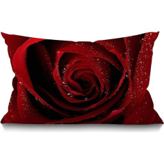 BGBDEIA spilvena pārvalks Red Rose kokvilnas lina metamo jostas jostas spilvenu pārvalks Mājas birojs Dekoratīvais taisnstūris 30x50cm