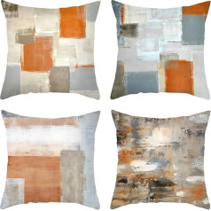 Daesar dīvāna spilvenu pārvalki 4 Pack Orange Grey White 40x40cm ģeometriskais režģis poliestera spilvenu pārvalki