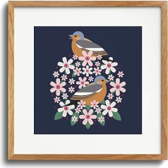 Tall Boy Award-Winning I Like Birds Collection Chaffinch and Blossoms Wall Art Print Sienas māksla viesistabai Birojs Guļamistaba Drukāt Tikai drukas 30cm x 30cm Ražots Latvijā