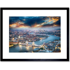 Foto Pilsētas ainava kompozīcija Aerial View London Thames Framed Print F12X5485, melns