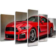 Sienas bilde Auto Mustang sarkans 165 x 62 cm Koka XXL formāts 26331 - Art Print