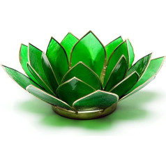 Find Something Different Find Something Different Green Chakra 4 Capiz Shell Lotus Tealight Holder, Bamboo, Multicoloured