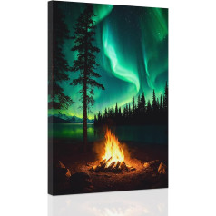 CCWACPP Aurora Borealis Canvas Pictures Northern Lights Painting Nature Wall Prints Landscape Snow Mountains Wall Decoration for Living Room Bedroom Home Framed (D, (30.00 x 45.00 cms))