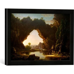 Iesietas Thomas Cole Evening in Arcady, mākslas darbs augstas kvalitātes, ar rokām veidotā rāmī, 40x30 cm, melns matēts