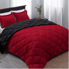 Basic Beyond Queen Comforter Set - sarkanā un melnā krāsā, Queen Reversible Comforter Set visiem gadalaikiem, 1 mierīgais pārklājs (88