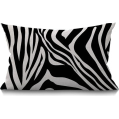 BGBDEIA Cushion Cover Zebra Stripes Black and White Zebra Print Animal Pattern Skin Abstract Art Rectangular Throw Cushion Cover for Couch Sofa Home Decor Cotton Linen 30 x 50 cm 12 x 20 collas