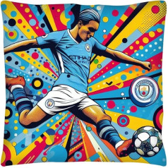 Pludmales pietura Unikāls pop mākslas abstraktā futbola Manchester Blue spilvens Cover Dāvanu ideja vīriešiem Sievietes Zēni Zēni Meitenes 18x18 18x18 City Pop Art