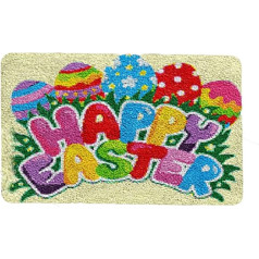 VIONNPPT Obst Series Latch Hook paklājs sev ar apdruku, DIY 3D amatniecības gobelēns pieaugušajiem vai iesācējiem, krustdūrienu komplekts dāvanai (Happy Easter, 60 cm x 40 cm)