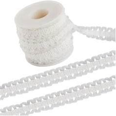 GORGECRAFT 10 jardu x 20 mm balta elastīga mežģīņu lenta Gimp Braid Stretch Lace Trim Poliesters Vintage šūšanas apģērbu kāzu apdare DIY aproces apavu apdare apavu apdare