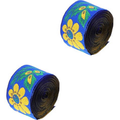 VILLCASE Leaf Decoration Pack of 2 Etniskās mežģīnes lentes ar ziedu izšuvumu Dekoratīvās lentes amatniecības Daisy Auduma lentes Listones Para Manualidades Izšūtas lentes Apģērbu lentes Apģērbu lentes austs Trim