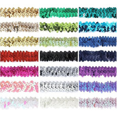 Elastīga Stretch Sequin Trim 2 cm plata 20 metāliskās krāsas mazgājamas kostīmu Dressmaking kokteiļu apdares rotājumi Stretchy [Royal Green, 2 Yd]