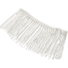 Ciieeo Rhinestone Long Tassel Chain Šūšanas apdares un rotājumi Fringe Rhinestone Tassel Trim Tight Chain Izgatavots no Crystal Rhinestones Kāzu dekoratīvā ķēde Alloy Bride