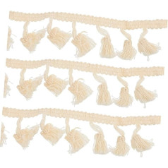 ULDIGI 1stk Tassel Lace Stripped Craft Fringe Sewing Tassel Fringe Lace Diy Clothing Trim Tassel Lace Decorative Accessory For Clothing Crochet Accessories Cotton Thread Beige