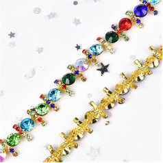 1 jardas / partija modelis Fancy Rhinestone Bead Trim Spalva grandinės Rhinestone Crystal Banding Applique Siūti ant drabužių suknelė batai krepšiai