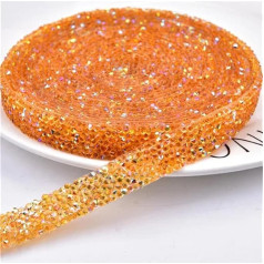 15 mm Rhinestone robežas gludināmā acs rhinestone ķēdes kristāla lentes līgavas aplikācijas Hotfix sveķu sloksnes oranža AB krāsa 2m