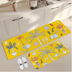 GNEGNI LIFE Kitchen Rugs Non-Slip Waterproof Anti Fatigue Runner for Hallway Dining Room Entrance Area Rugs 2 Pack Yellow