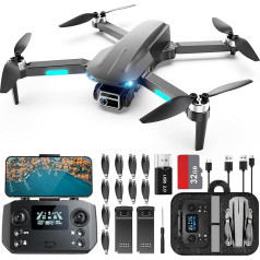 HHD dronas su 4K kamera suaugusiems pradedantiesiems, 249 g sulankstomas 5G FPV transliacija, 32 GB SD kortelė, RC kvadrokopteris, bešepetėlinis variklis, išmanusis grįžimas namo, bepilotis režimas ir 2 greičiai