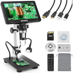 7 collu HDMI 1080P 16MP LCD digitālais mikroskops, WADEO kameras sensora monētu mikroskops 1200X ar IPS ekrānu, 32G karti un tālvadības pulti, USB video lodēšanas mikroskops pieaugušajiem, Windows/Mac OS