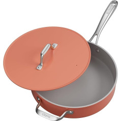 CIARRA Beyond Keramiskā panna 28 cm 4,2 L Indukcijas panna ar vāku ar rokturi un augstu malu Kepšanas panna Wok panna Sauté panna Universāla panna Neizturīgs pārklājums Keramiska panna Krāsns droša Oranža krāsns