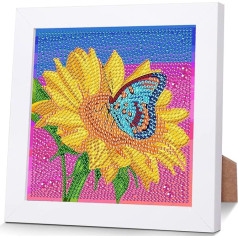 Butterfly Diamond Painting Bērnu Diamond Painting Pictures Bērnu Diamond Painting Small Craft Set Bērni no 6 gadiem DIY Mosaic Making Arts Craft for Home Wall Decor ar rāmi 18 x 18 cm