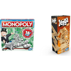 Monopols spēle, ģimenes galda spēle 2 līdz 6 spēlētājiem & Hasbro Gaming Jenga Classic, bērnu spēle, kas veicina reakcijas ātrumu, no 6 gadiem