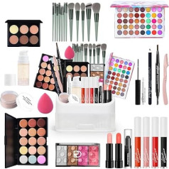 FantasyDay Xmas grima komplekti Daudzfunkcionāls izsmalcināts grima dāvanu komplekts Kosmētika sejai, acīm un lūpām - Make Up Beauty Kit ar acu ēnu paleti Lūpu krāsa Korektors Pūderis Sārtums Sārtums Skropstu tuša