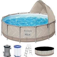 Bestway tērauda Pro MAX rāmja baseina komplekts ar filtra sūkni Diametrs 396 x 107 cm Op Art Design Round