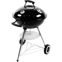 Charcoal Barbecue Kettle Barbecue Portable BBQ Grill Trolley with 2 Wheels Outdoor Spherical Design in Black 47 x 49 x 80 cm