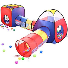 EocuSun Kinder-Spielzelt, Pop-Up-Zelt, 4-in-1-Zelt, Spielhaus, Krabbeltunnel, Bällebad, Indoor-Outdoor-Spielplatz mit Reißverschluss-Aufbewahrungstasche für Jungen, Mädchen, Babys, Kleinkinder,