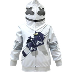 Zēnu smaida sejas maska ar kapuci Kids Fashion DJ 3D garām piedurknēm Pulovers Cosplay jaka (Zip, 160), Aizdare ar rāvējslēdzēju