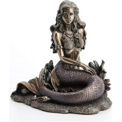 Unbekannt Harz Statuen Enchanted Lied Bronzas apdare Meerjungfrau sitzend auf Ocean Boden Statue 14 x 14,6 x 10,2 cm Bronza