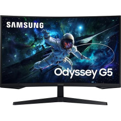 Изогнутый игровой монитор Samsung Odyssey G55C, 32-дюймовый экран с панелью VA, 2560 x 1440 пикселей, радиус 1000R, HDR10, AMD FreeSync, частота обновления 165 Гц, время о